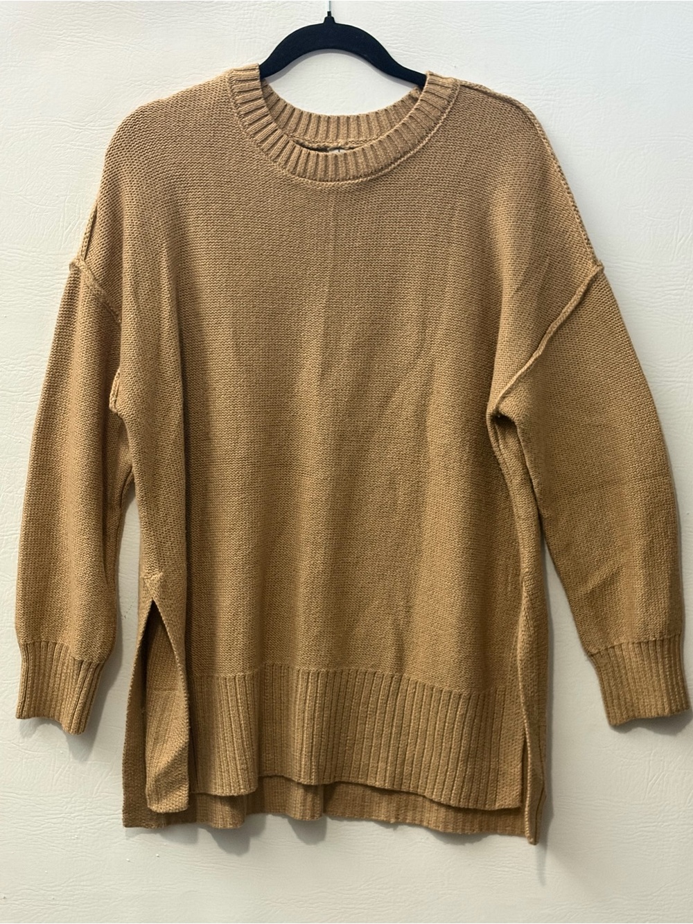 aerie Oversized Crewneck Sweater in Camel Tan Small
